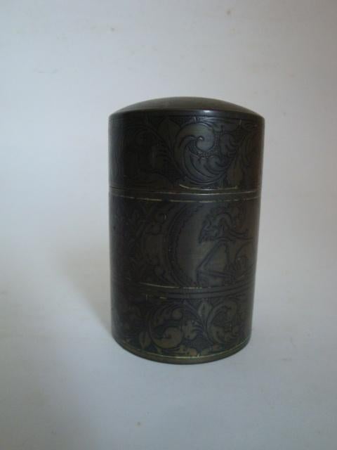bronzen/messing gegraveerd Indonesische tabakspot wajang., Ophalen of Verzenden