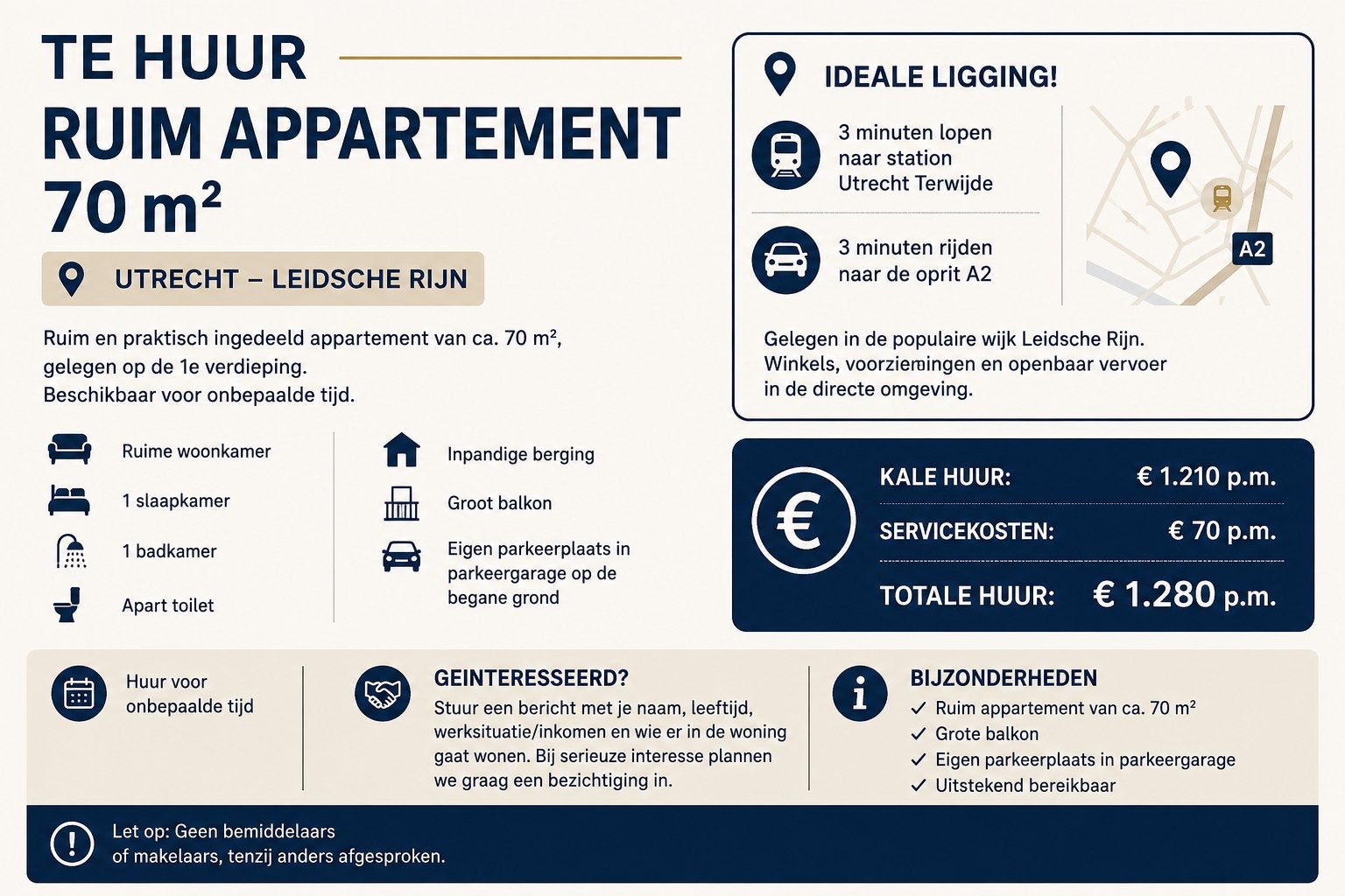 Te huur:70m² appartement Utrecht Leidsche Rijn + parkeerplek, Huizen en Kamers, Huizen te huur, 70 m², Appartement, 4 kamers, Utrecht