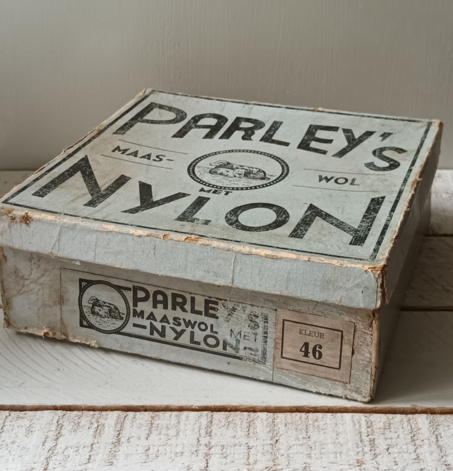 Vintage Parley's Maaswol met Nylon Garen Box, Ophalen of Verzenden