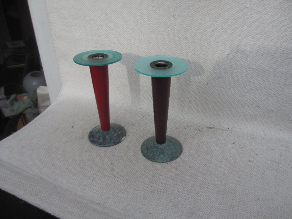 SET[2 stuks] Vintage Memphis stijl kandelaar jaren 70, Huis en Inrichting, Woonaccessoires | Kandelaars en Kaarsen, Overige materialen