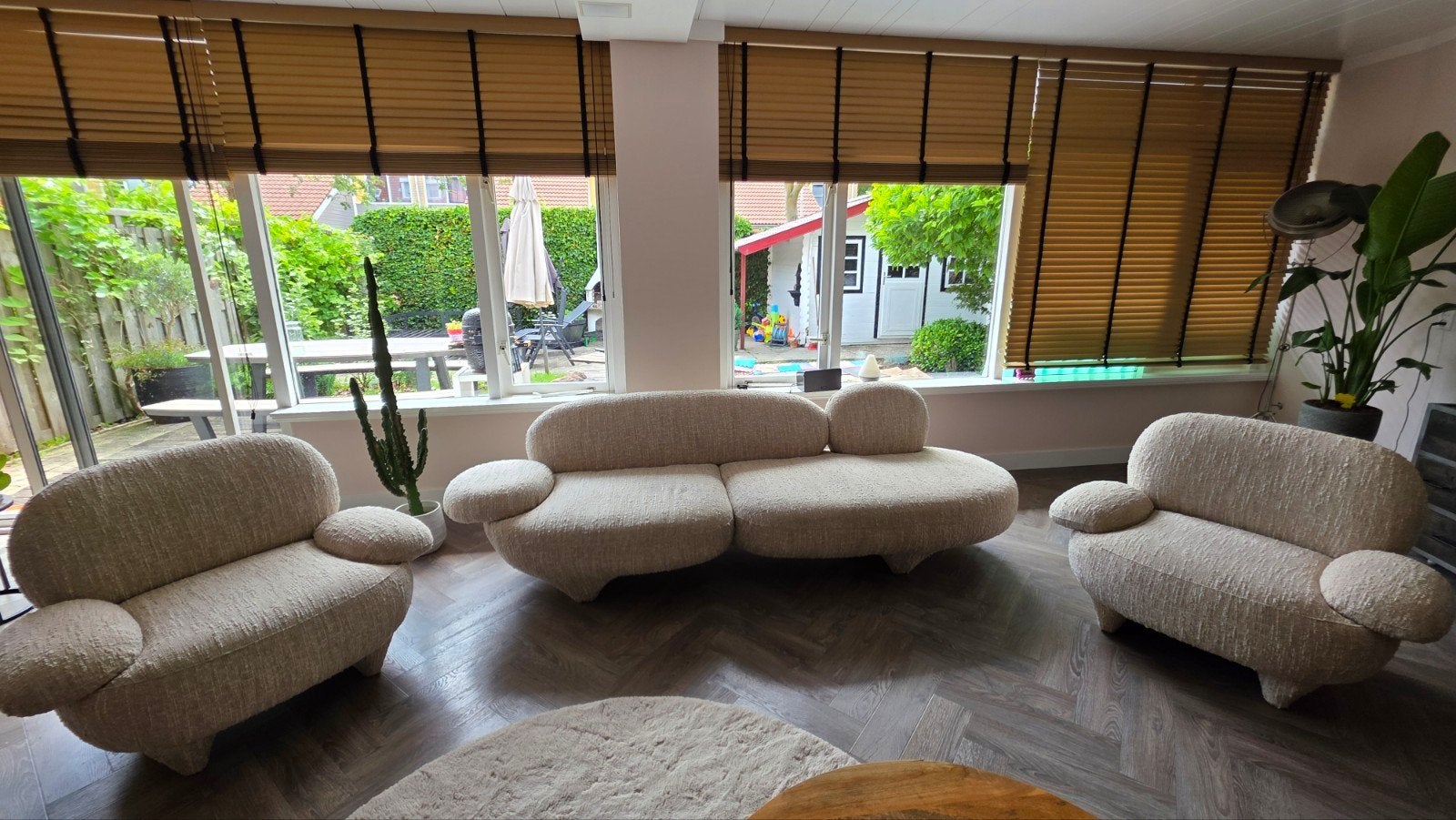 Eleonora Jayden design bank 265 cm + 2 fauteuils, Ophalen, Zo goed als nieuw, Stof, Japandi