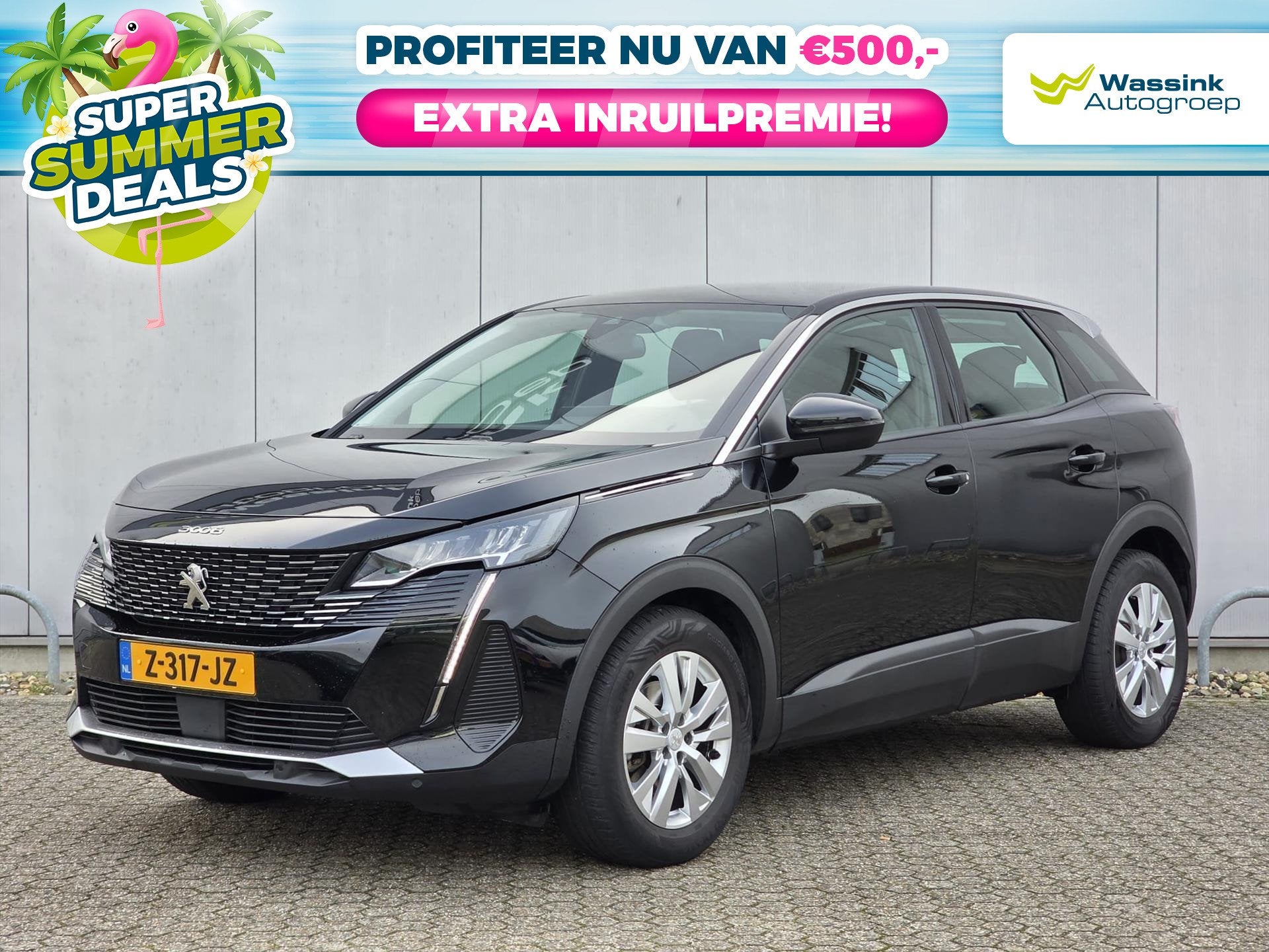 Peugeot 3008 130pk Active Automaat | Summer Deals | Navigati, Auto's, Stof, Gebruikt, 1199 cc, Zwart