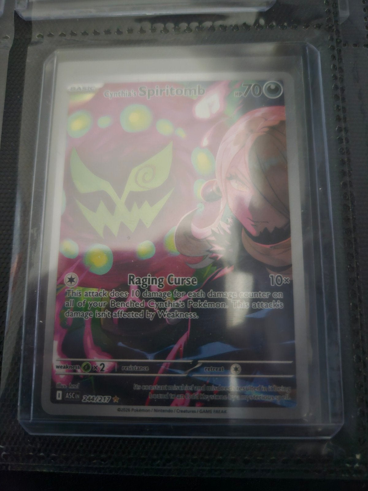 Pokemon Cynthia's Spiritomb 244/217 Ascended Heroes, Ophalen of Verzenden, Zo goed als nieuw, Losse kaart, Foil