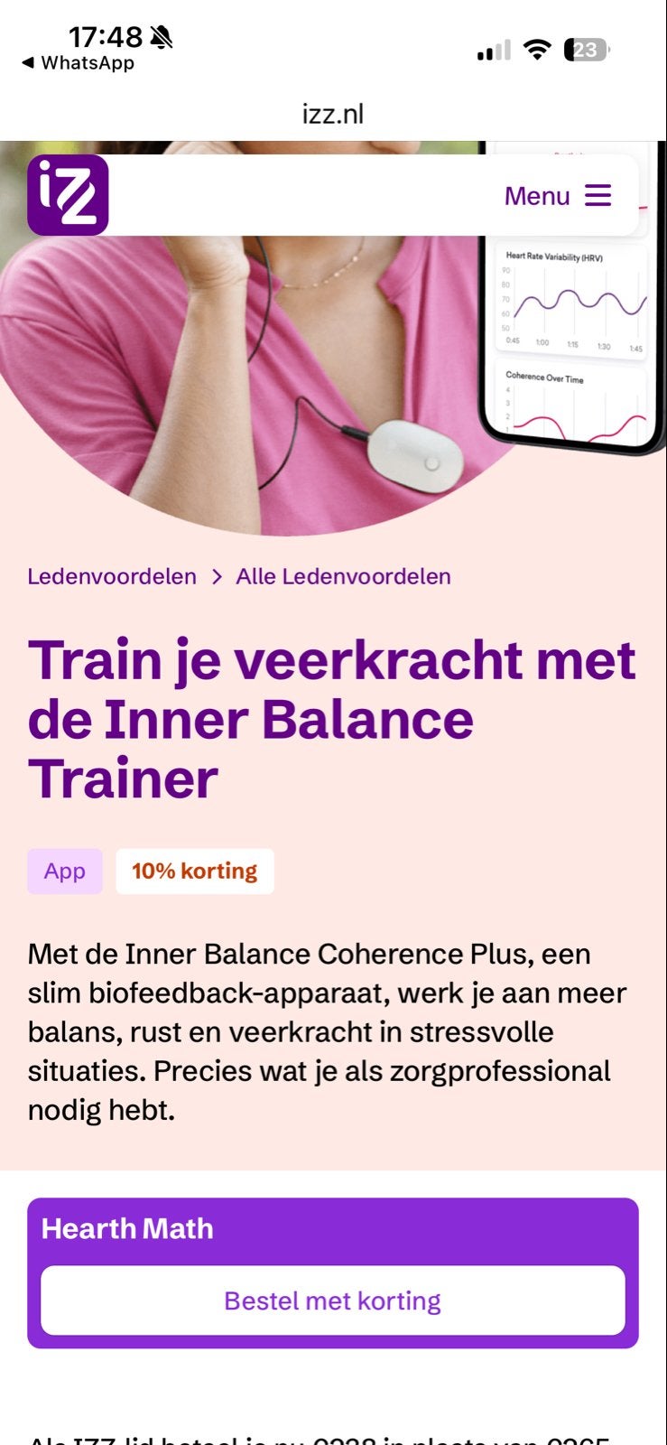 Inner Balance Coherence Plus Biofeedback Apparaat, Verzenden, Nieuw, Overige typen