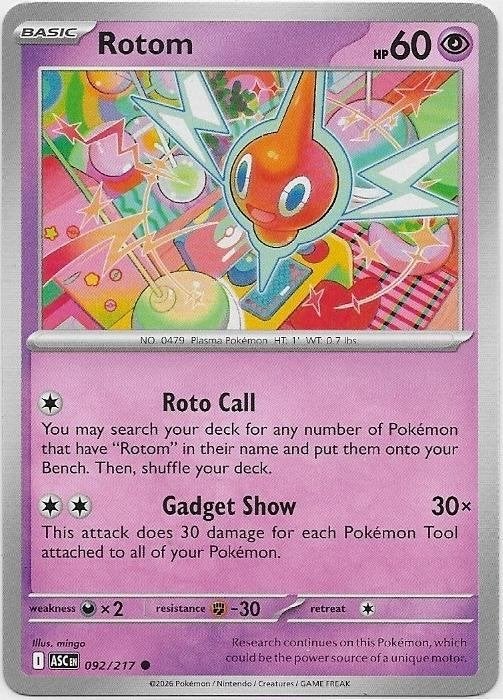 Ascended Heroes,  Rotom [common] 92/217, Verzenden, Nieuw, Losse kaart