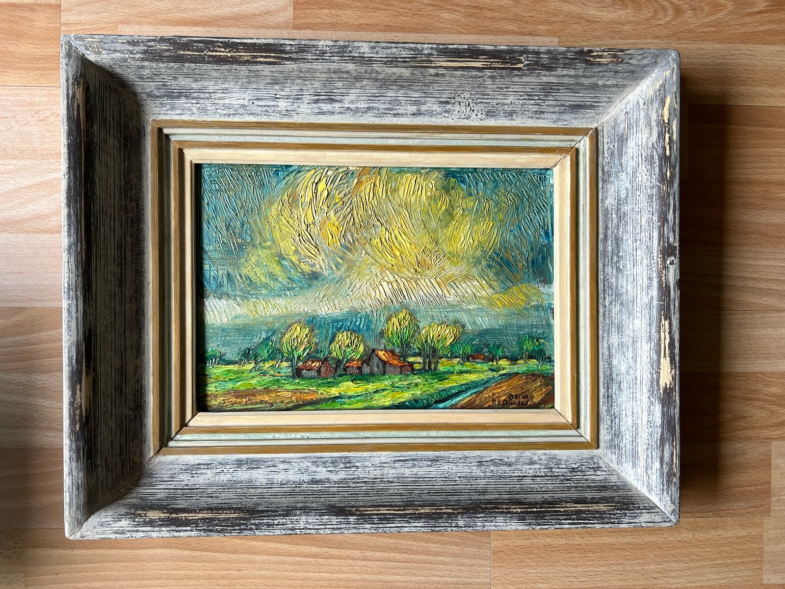 Schilderij Oscar van der Avoort - Landschap Hoekse Waarde, Ophalen, Doek, Expressionistisch, Gesigneerd