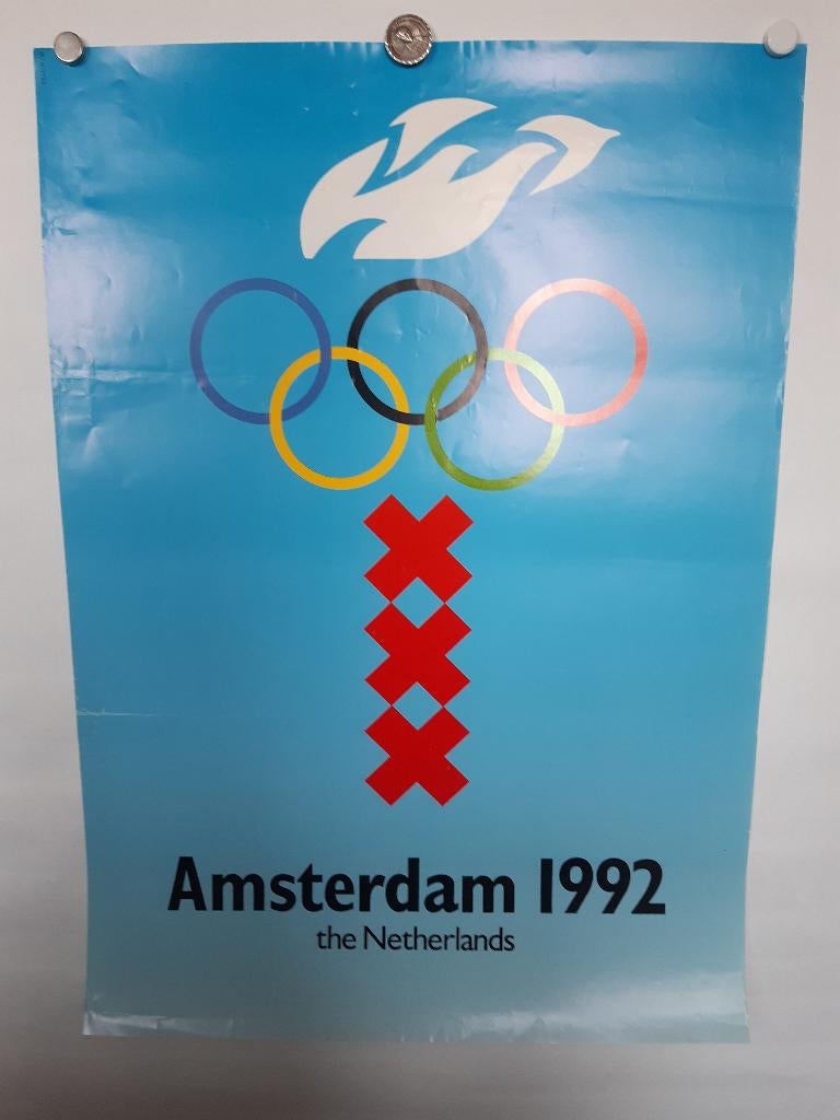 Originele poster Olympische Spelen Amsterdam 1992, Verzenden, A4 of kleiner, Reclame, Rechthoekig Staand