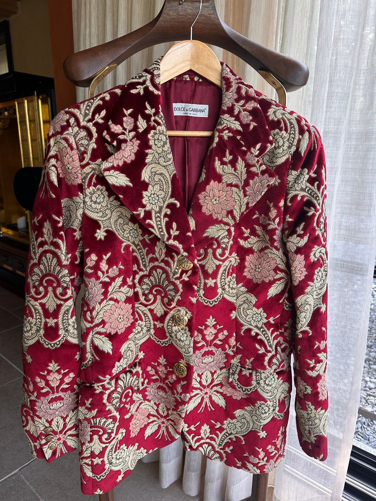 Dolce & Gabbana FW93 Brokaat Fluweel Blazer Maat 46, Maat 38/40 (M), Ophalen of Verzenden, Jasje, Gedragen