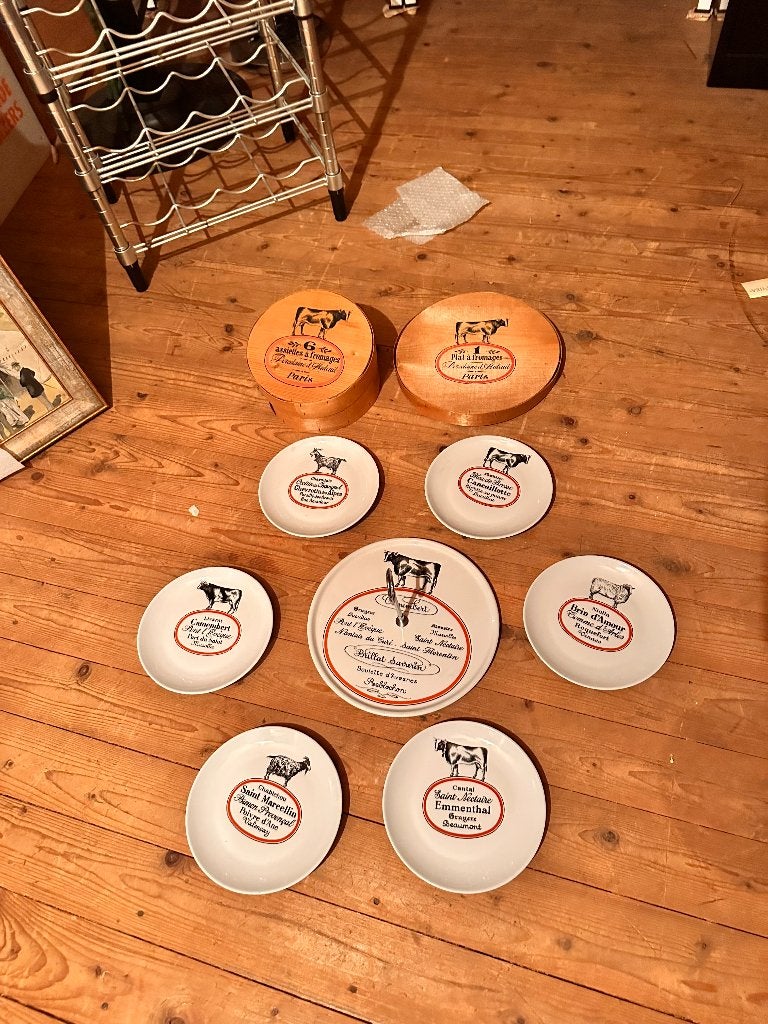Franse kaasbordjes - complete set, Ophalen, Overige merken, Vintage, Porselein