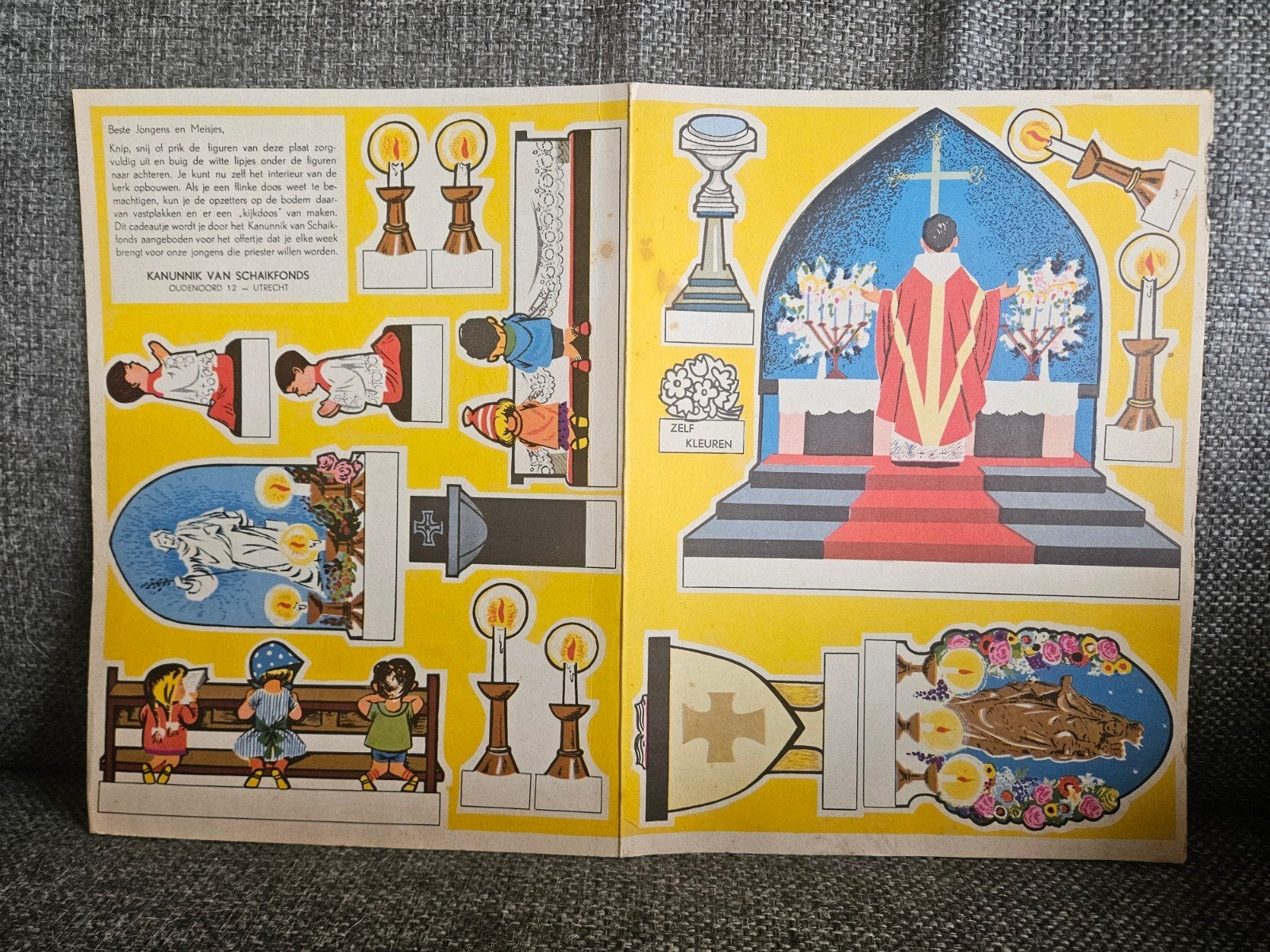 Knutselplaat kerk interieur - Kanunnik van Schaikfond, Verzenden, Zo goed als nieuw, Overige typen, Christendom | Katholiek