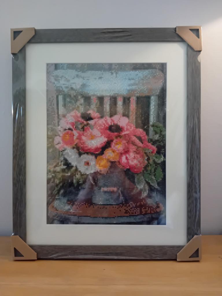 Mooi stilleven van bloemen in vaas - Diamant Painting, Ophalen of Verzenden, Nieuw, Minder dan 50 cm, Overige typen