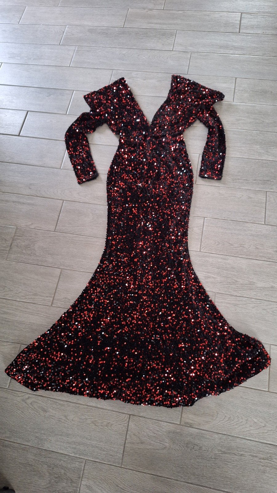 Prachtige Galajurk met Pailletten - Zwart/Rood, Kleding | Dames, Gelegenheidskleding, Ophalen of Verzenden, Zo goed als nieuw