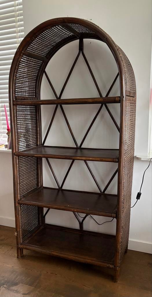 Vintage rotan kast - 85 cm breed, 180 cm hoog, Huis en Inrichting, Kasten | Boekenkasten, Gebruikt, 150 tot 200 cm, 25 tot 50 cm