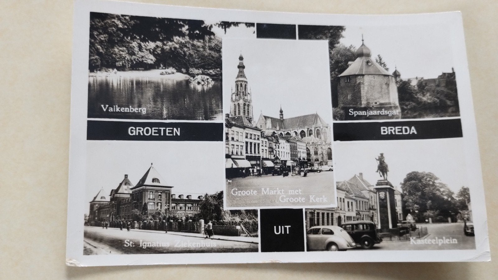 Oude ansichtkaart Groeten uit Breda, Ophalen of Verzenden, 1940 tot 1960, Gelopen, Noord-Brabant