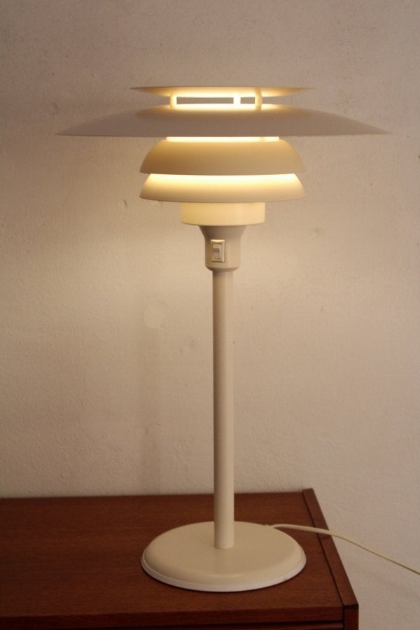Deense vintage schalen lampen tafellampen mid century design, Ophalen, -, -, Wit