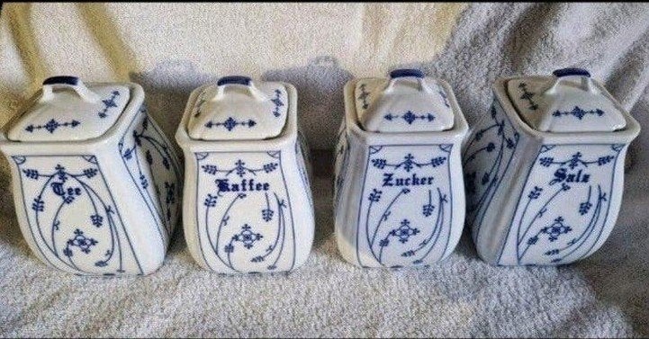 Brocante Saks Blau voorraadpotten, Ophalen of Verzenden
