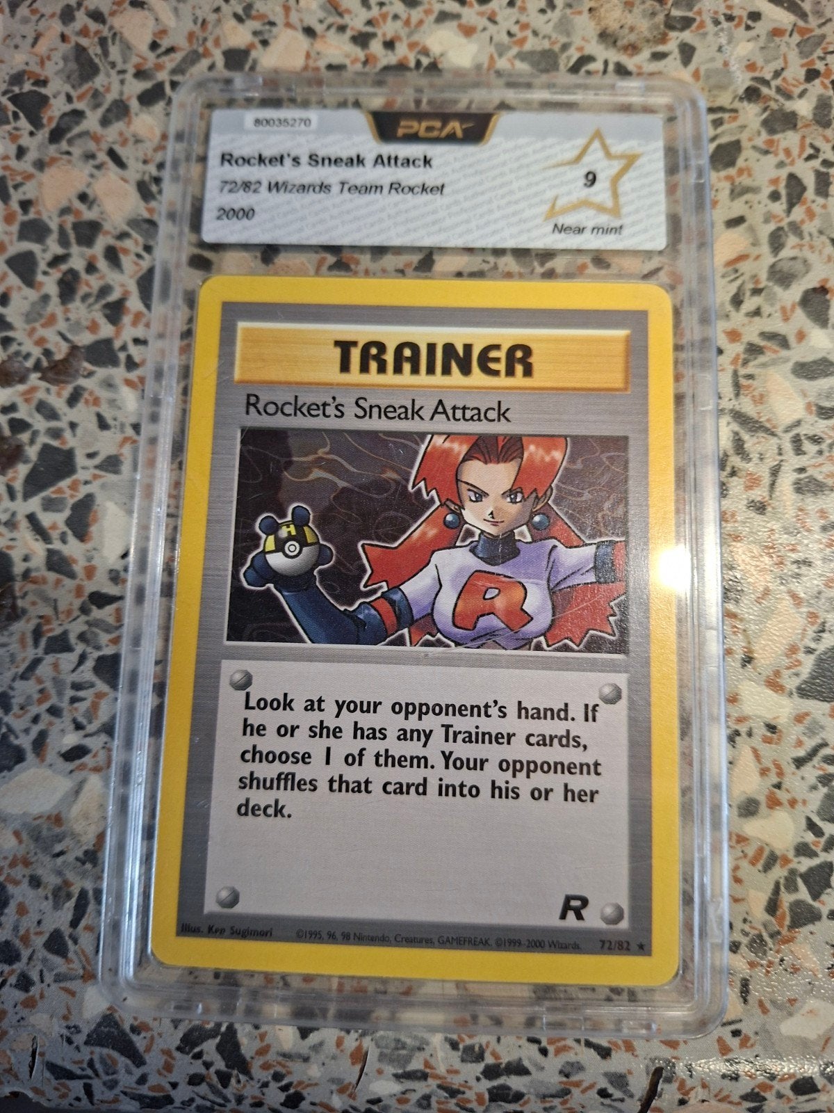 Rocket's sneak attack psa 9, Ophalen of Verzenden, Zo goed als nieuw, Losse kaart, Foil