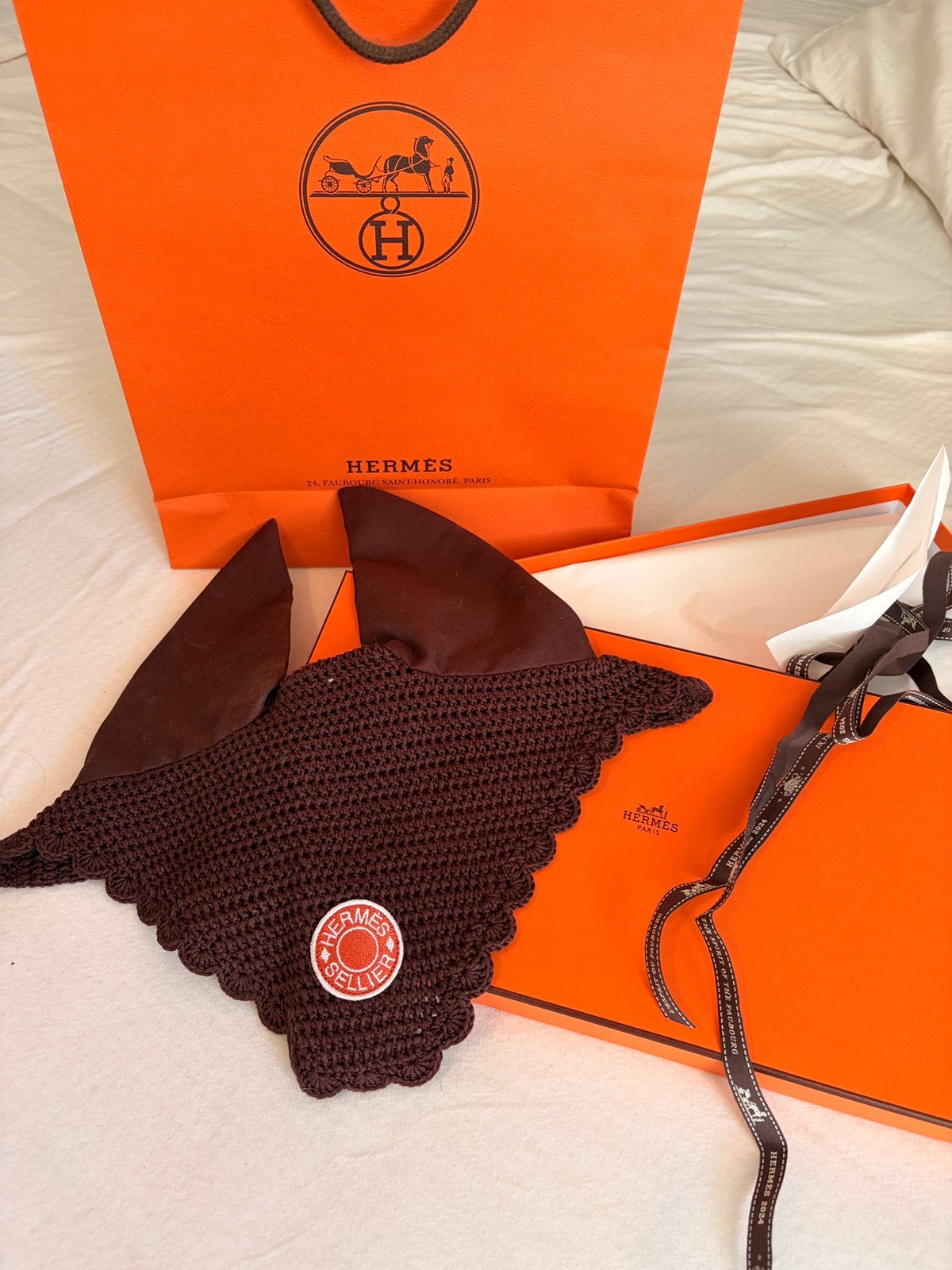 Hermès Sellier ornetje bijna nieuw Chocolat H800156E 02, Ophalen of Verzenden, Zo goed als nieuw