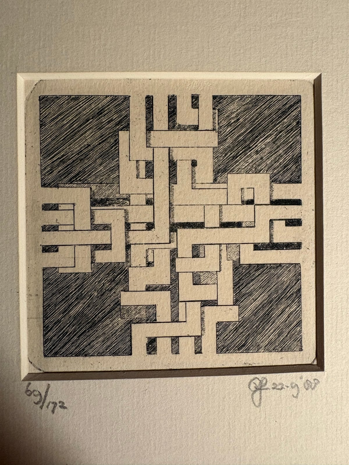 Abstracte Ets - Gesigneerd en Genummerd (1998), Ophalen of Verzenden, Ets, Genummerd, 1950 - 1999