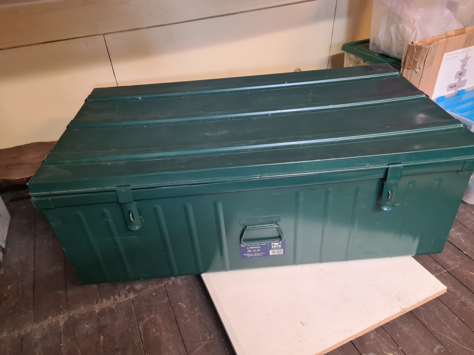 Grote groene metalen leger kist - Opbergkist, Ophalen, Gebruikt, 100 tot 150 cm, Minder dan 50 cm