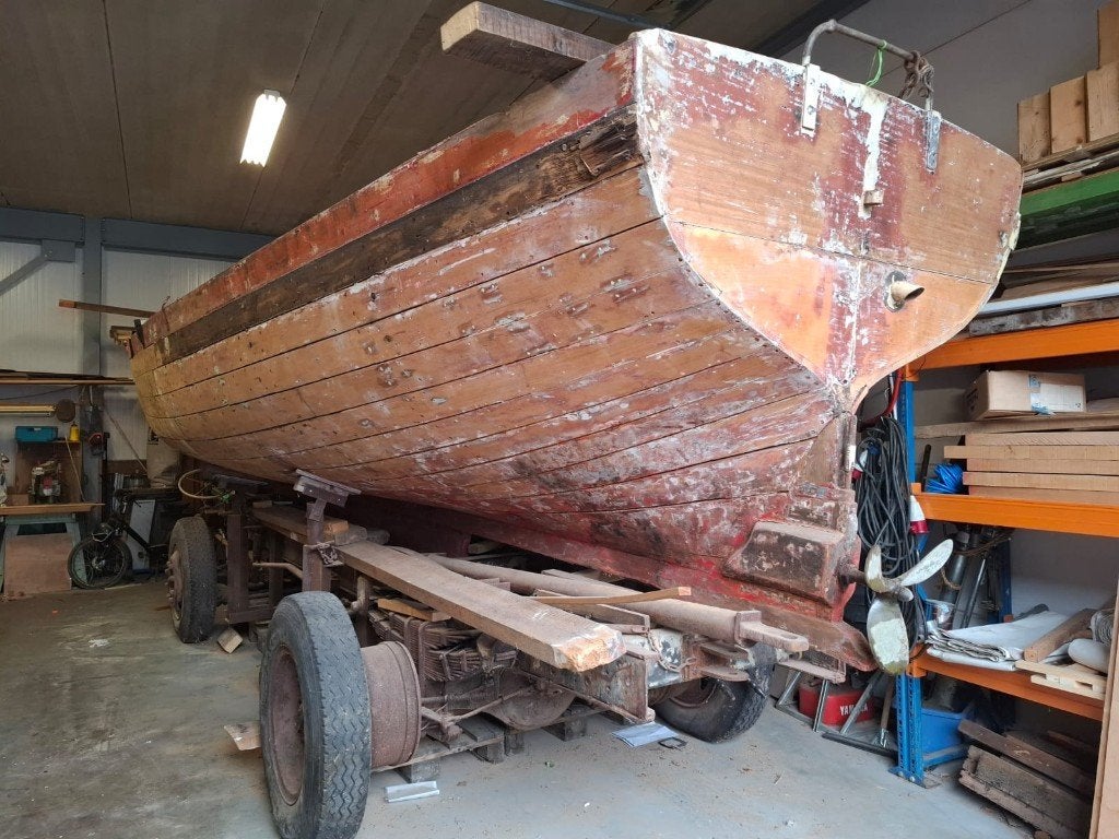 Teak houten marine sloep B 2 ( klusboot), Watersport en Boten, Roeiboten, Gebruikt, Sloep, Hout, Met trailer, Overige merken, Ophalen