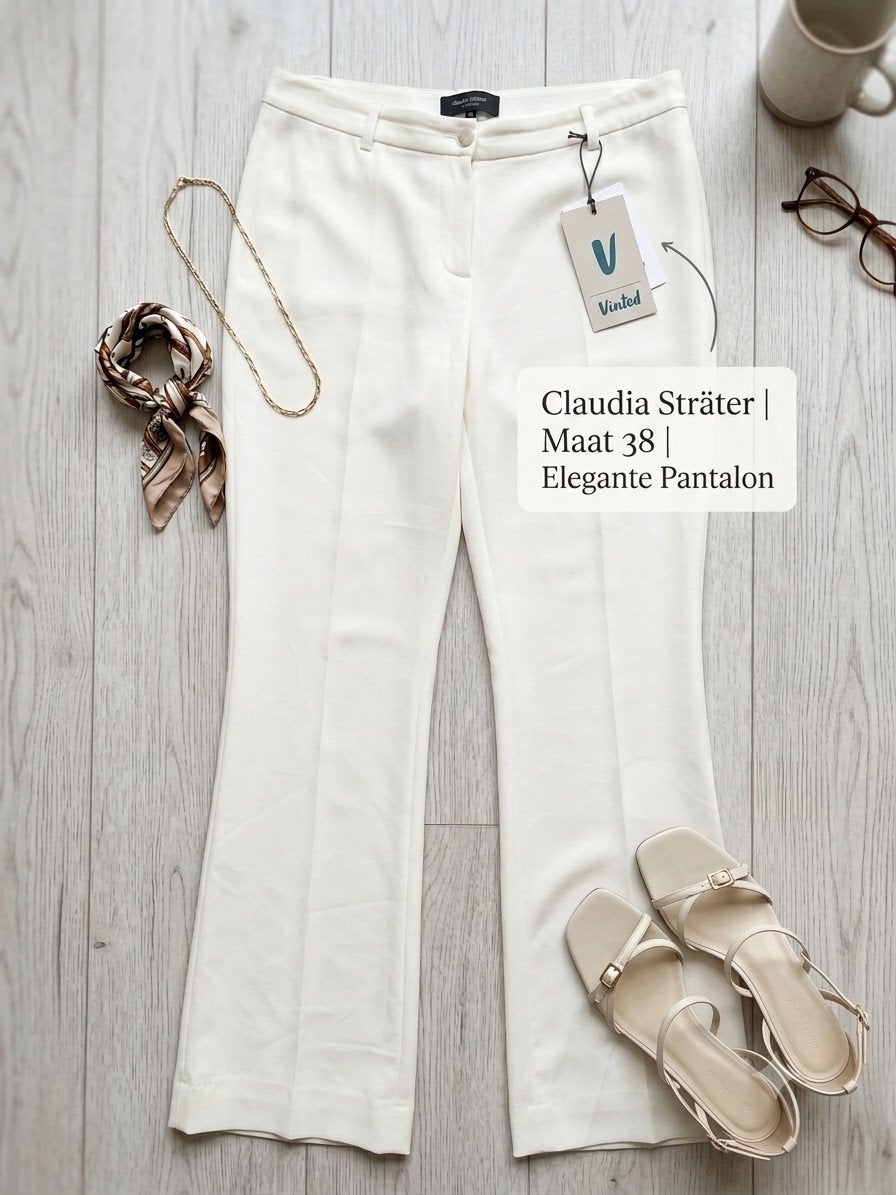 Elegante Claudia Sträter pantalon 38, Maat 38/40 (M), Wit, Ophalen of Verzenden, Claudia Sträter
