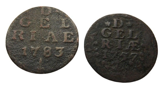 ** 1757 en 1783  -  NL  2 x 1 Duit Gelria  - 1 x ZILVER **, Vóór koninkrijk, Setje, Zilver, Overige waardes