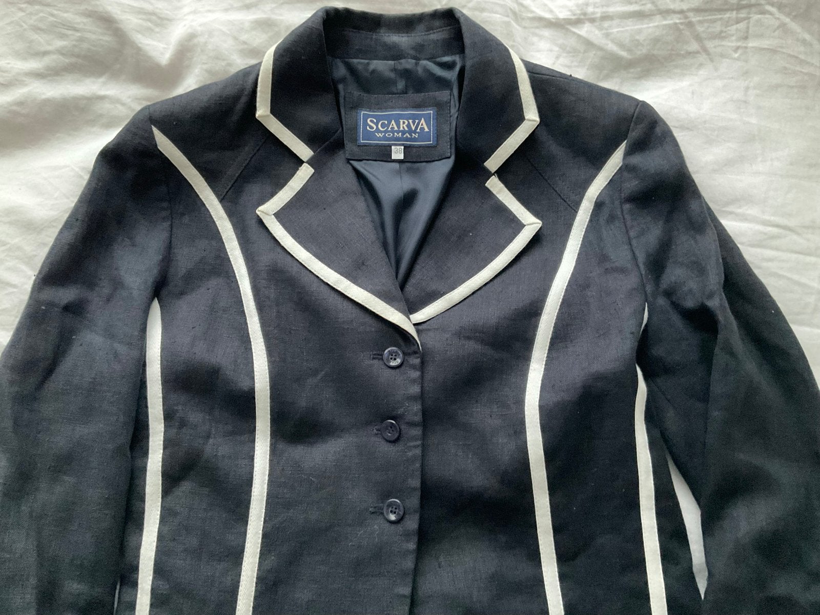 Scarva jasje maat 38 linnen, Kleding | Dames, Ophalen of Verzenden, Zo goed als nieuw, Maat 38/40 (M), Blauw