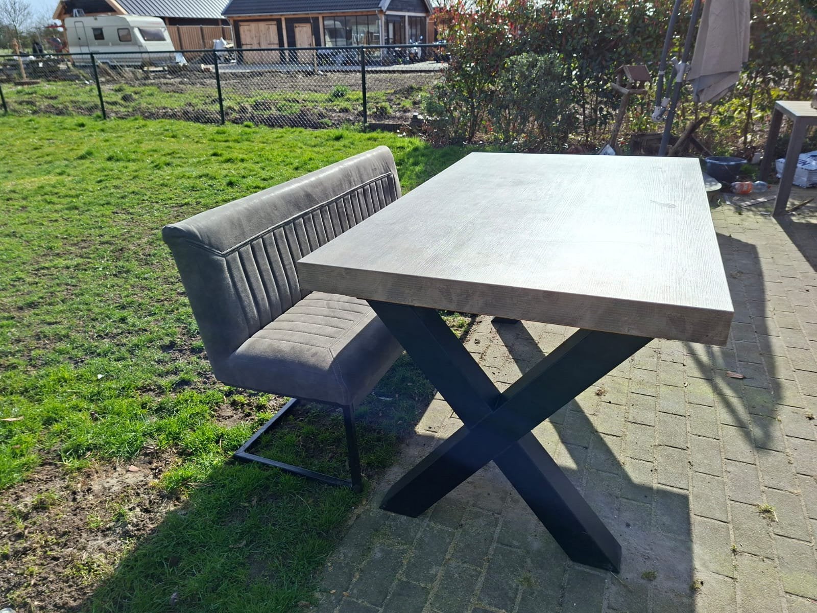 NOG GOEDE EETTAFEL MET EETTAFEL BANK, Ophalen, Rechthoekig, 200 cm of meer, 50 tot 100 cm