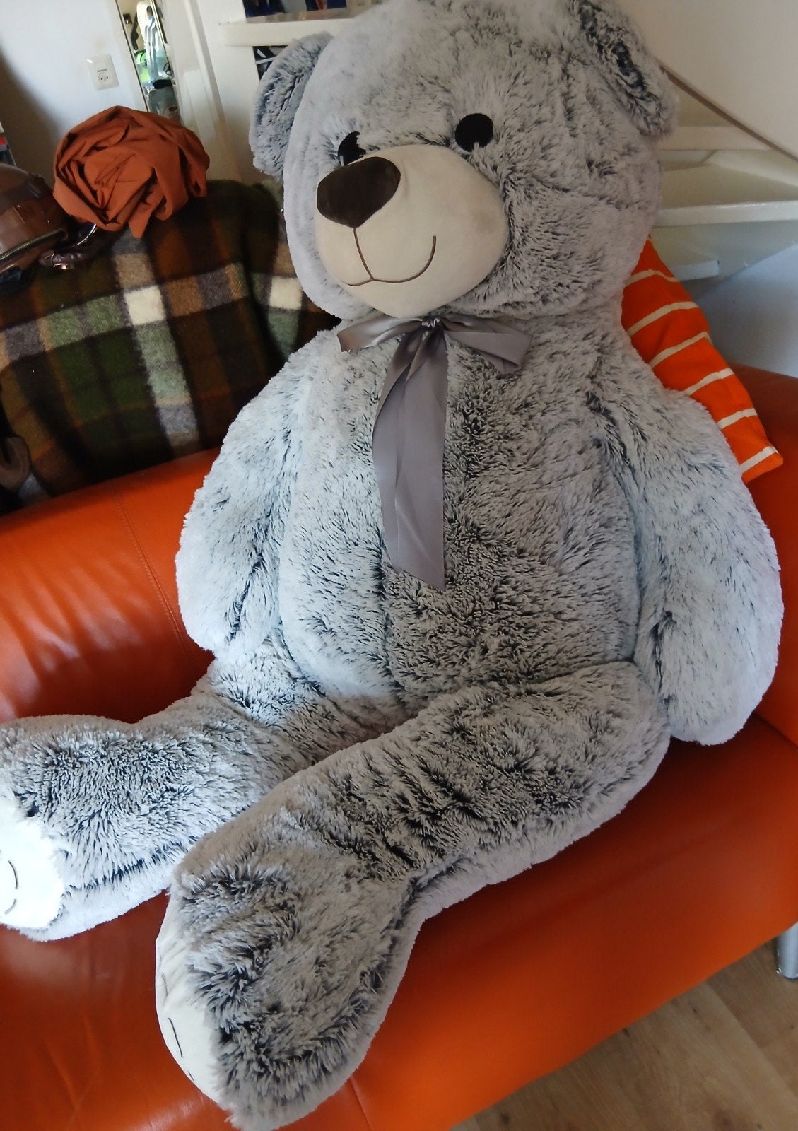 Grote teddybeer, zo goed als nieuw, Kinderen en Baby's, Speelgoed | Knuffels en Pluche, Ophalen, Zo goed als nieuw, Grijs, Groot (groter dan 80 cm)