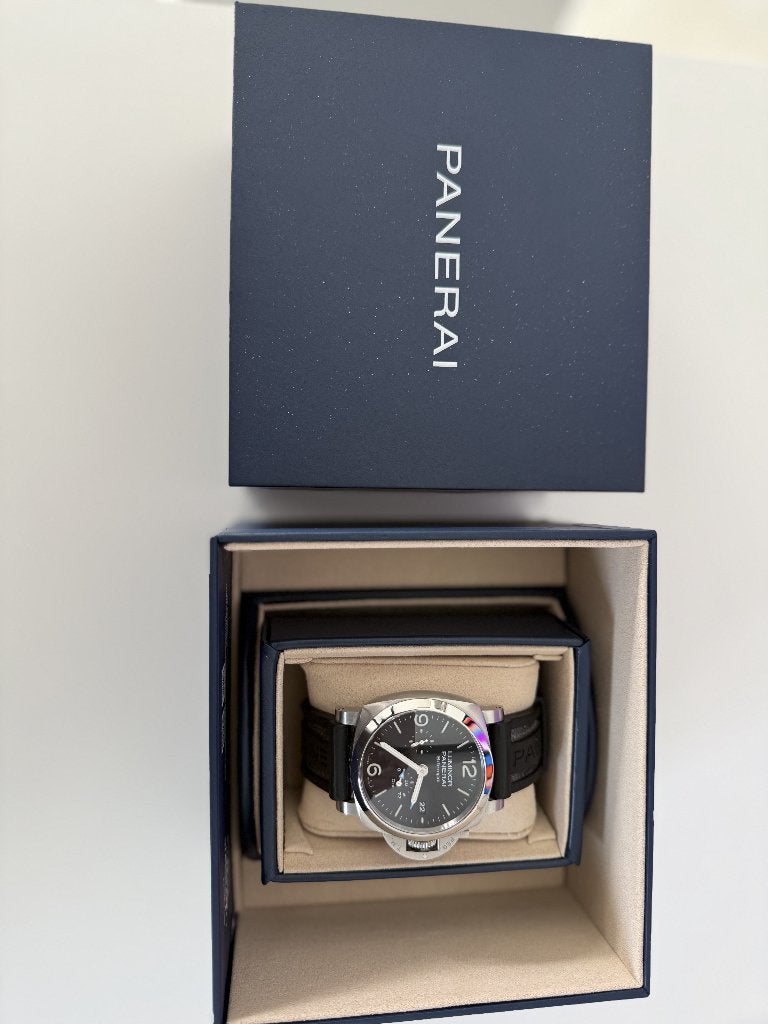 Panerai Luminor BiTempo GMT PAM01360 – Full Set – Als nieuw, Leer, Staal, Polshorloge, Zo goed als nieuw