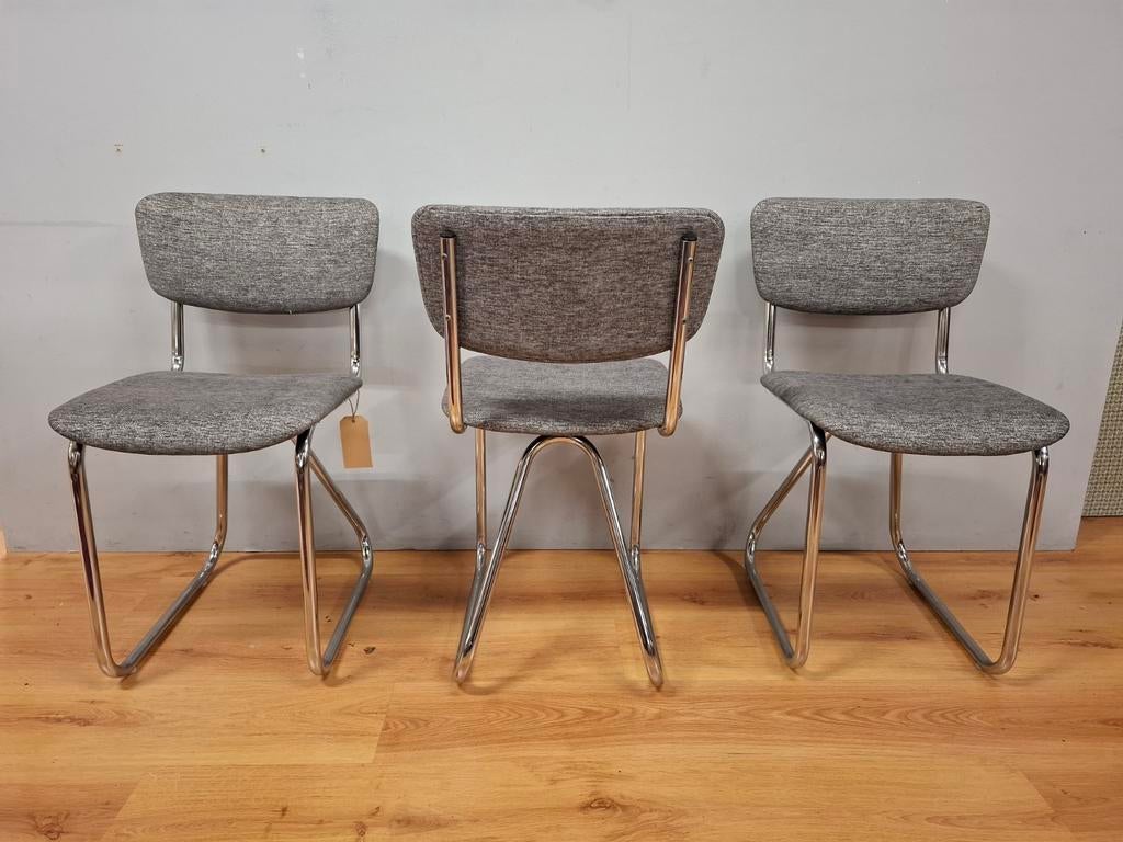 Vintage buisframe stoel sledestoel design Gispen?, Drie, Onbekend, Zo goed als nieuw, Stof