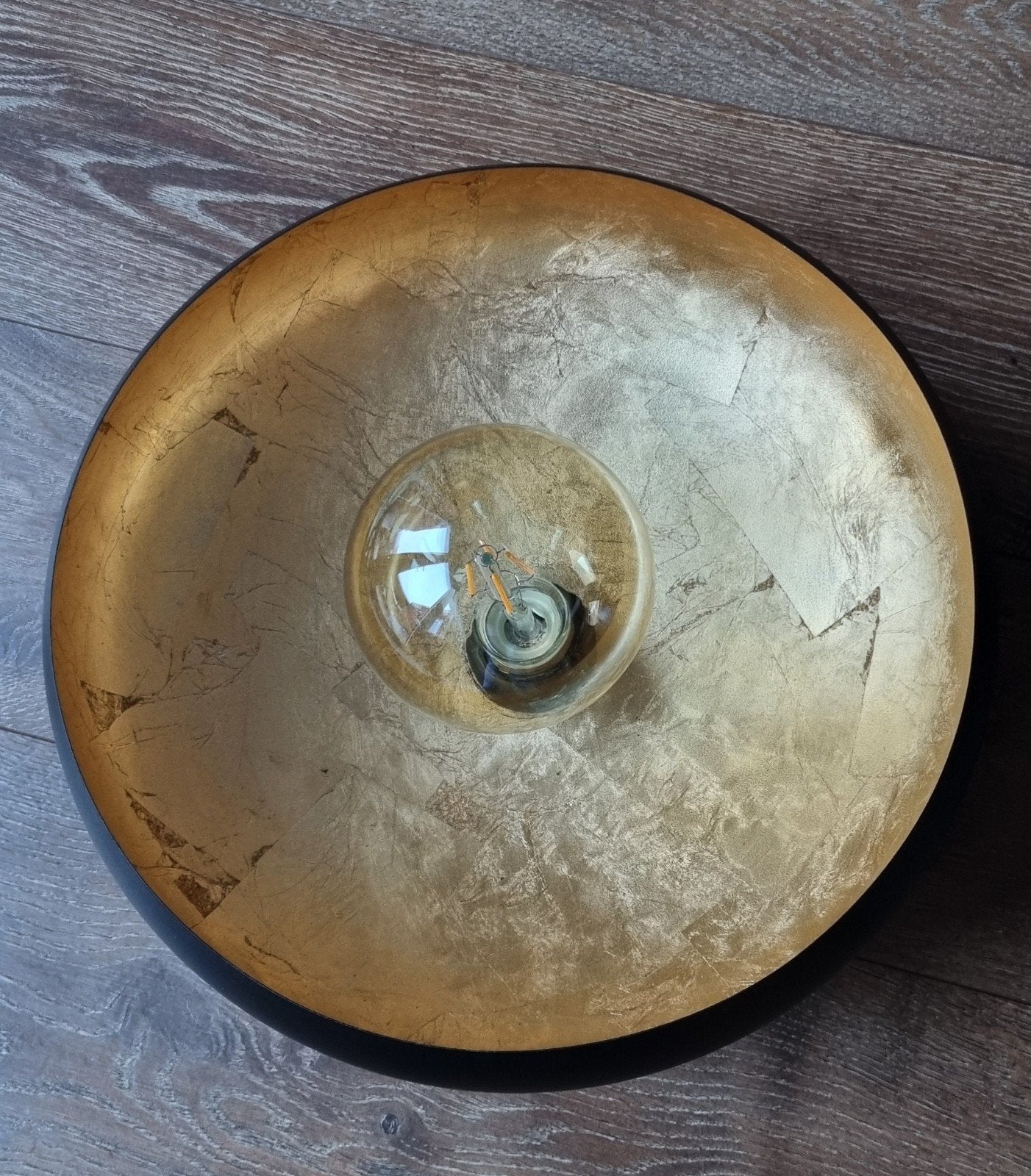 Plafonnière zwart goud, incl lamp doorsnee 40 cm, Huis en Inrichting, Lampen | Plafondlampen, Ophalen, Zo goed als nieuw