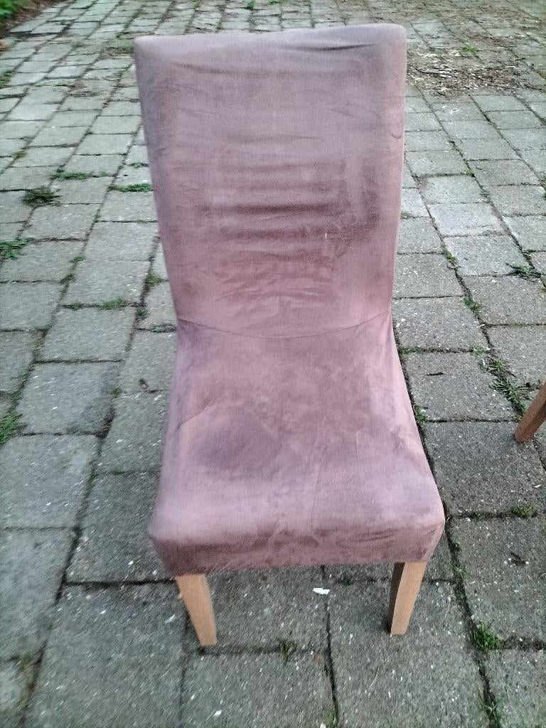 Stoelhoezen Leenbakker taupe 6 stuks, Gebruikt, Bruin, Ophalen of Verzenden, Vijf, Zes of meer stoelen