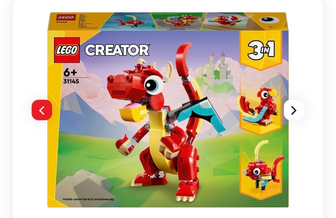 Lego Creator 3in1 Rode Draak (31145), Ophalen of Verzenden, Zo goed als nieuw