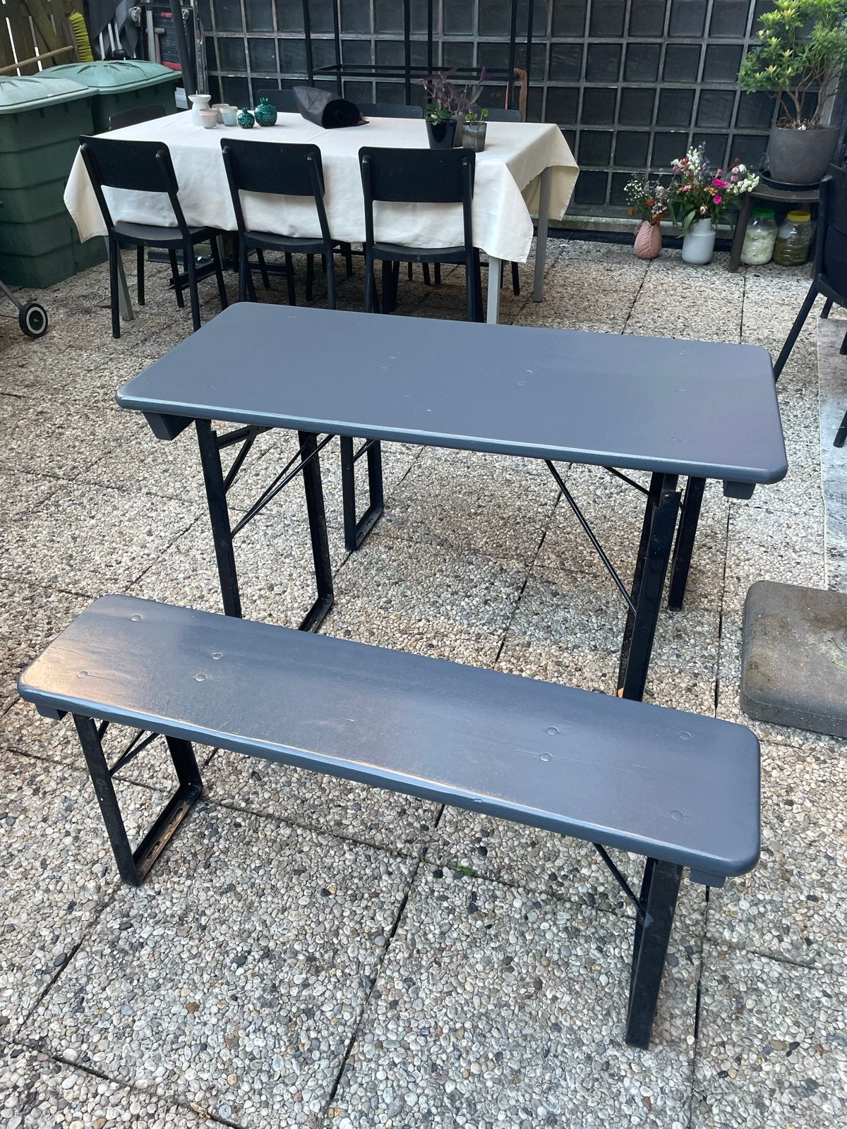 Inklapbare picknickset: tafel met twee banken, Tuin en Terras, Picknicktafels, Ophalen, Overige materialen, Gebruikt, Inklapbaar