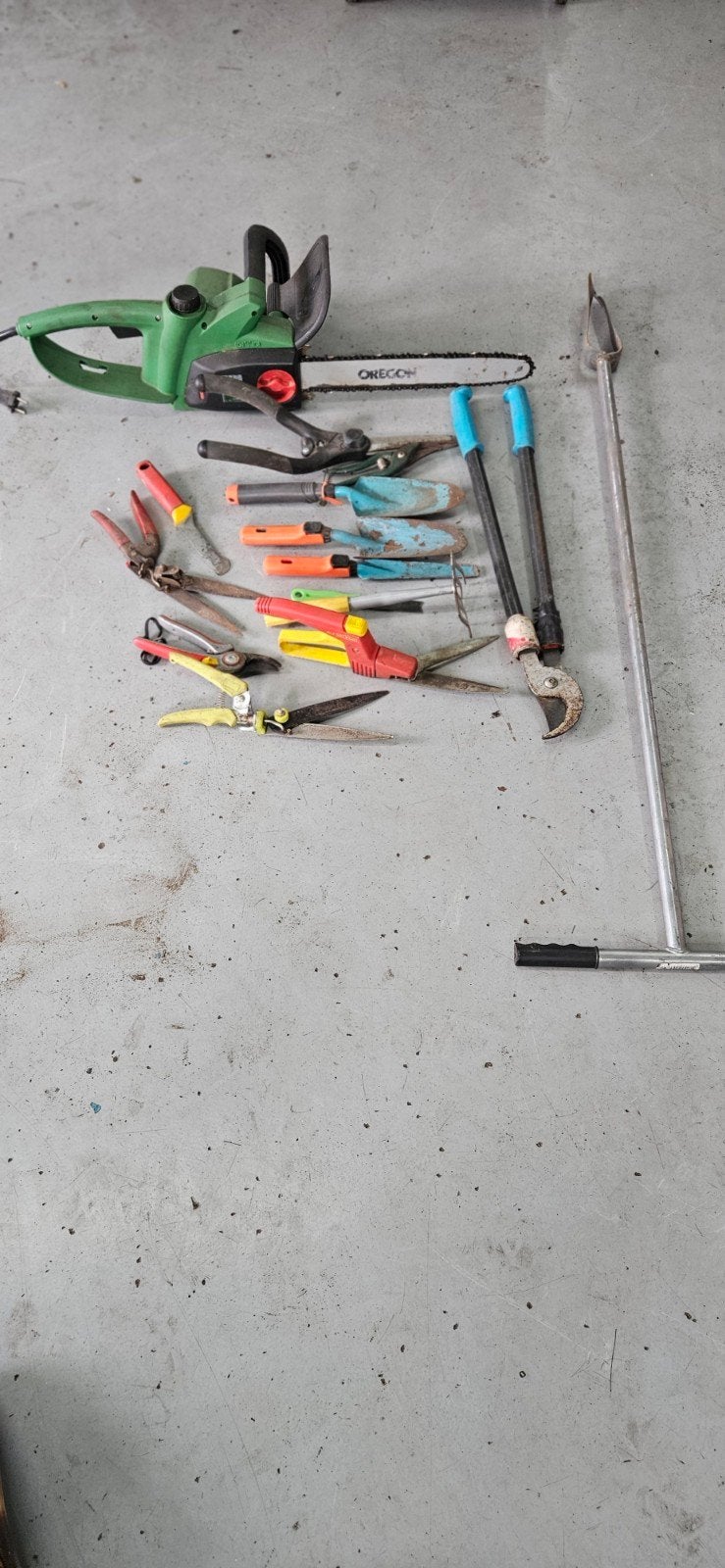 Diverse tuingereedschap set met elektrische kettingzaag, Ophalen of Verzenden, Gebruikt, Grondboor, Oregon (kettingzaag)