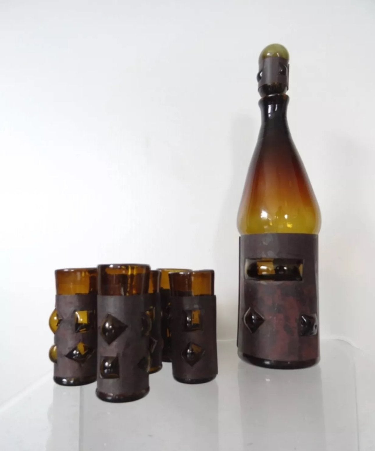 Vintage Brutalistische Likeurset Felipe Derflingher Jaren '6, Antiek en Kunst, Antiek | Glas en Kristal, Ophalen of Verzenden