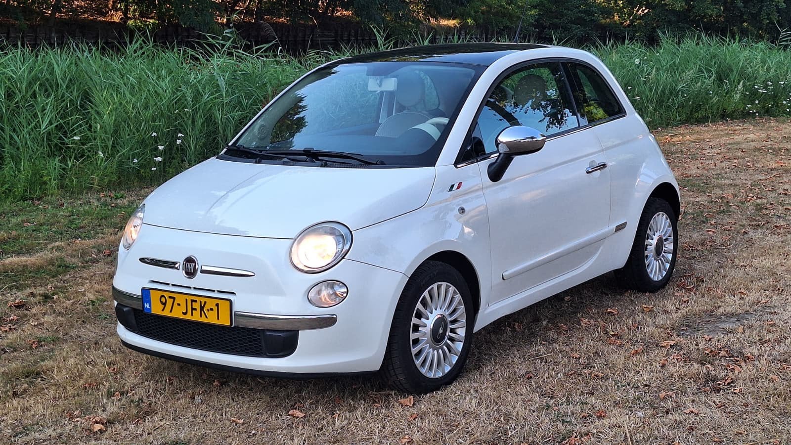 Fiat 500 1.2 C 2009 Wit, Euro 5, Stof, 1242 cc, 4 cilinders