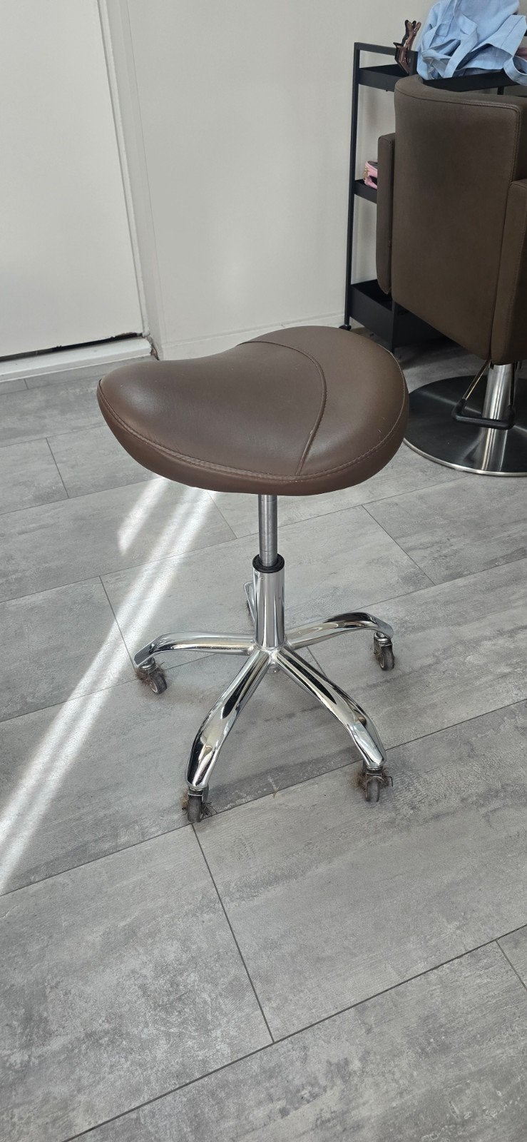 Ergonomische zadelkruk op wielen - Bruin leer, Bruin, Nieuw, Ophalen of Verzenden, Ergonomisch, Modern