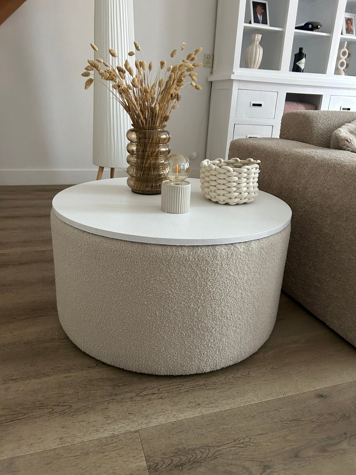 Bijzettafel,Poef of als salontafel te gebruiken, Ophalen, Zo goed als nieuw, Rond, 75 tot 100 cm