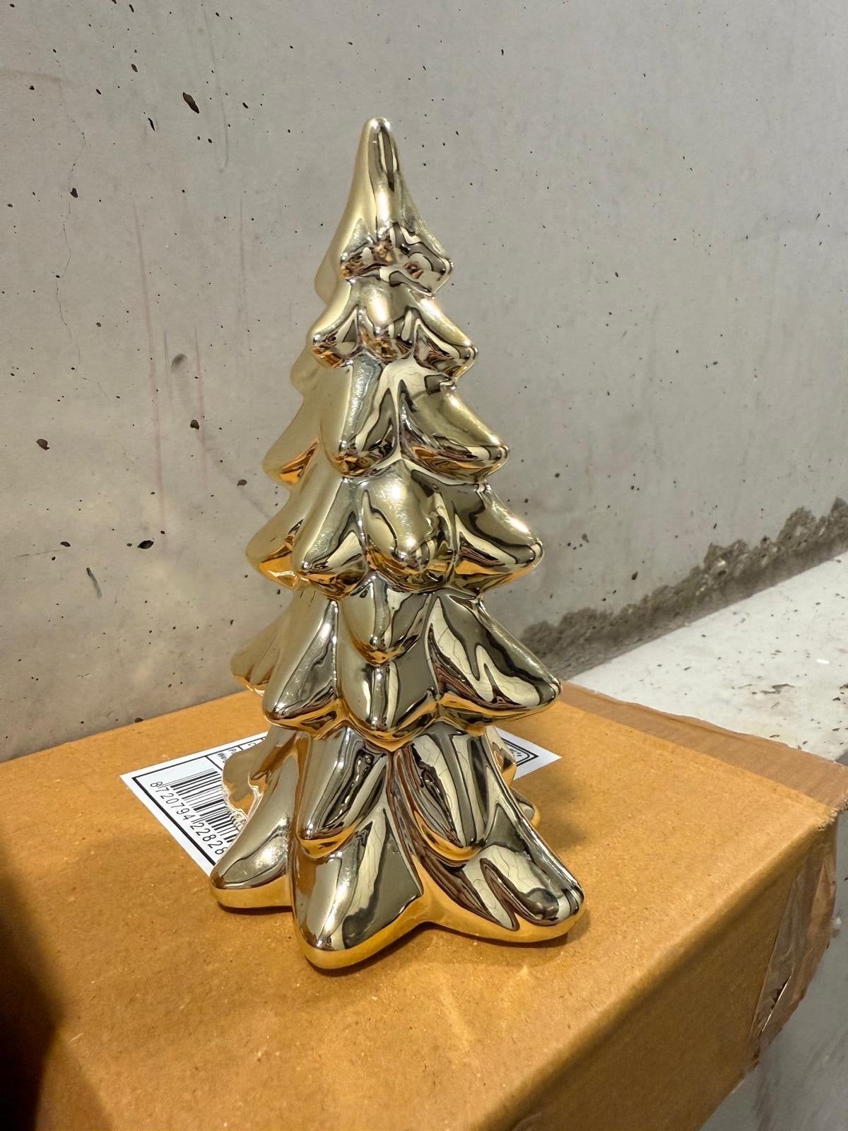 Kerstboom goud porselein decoratiefo, Ophalen of Verzenden