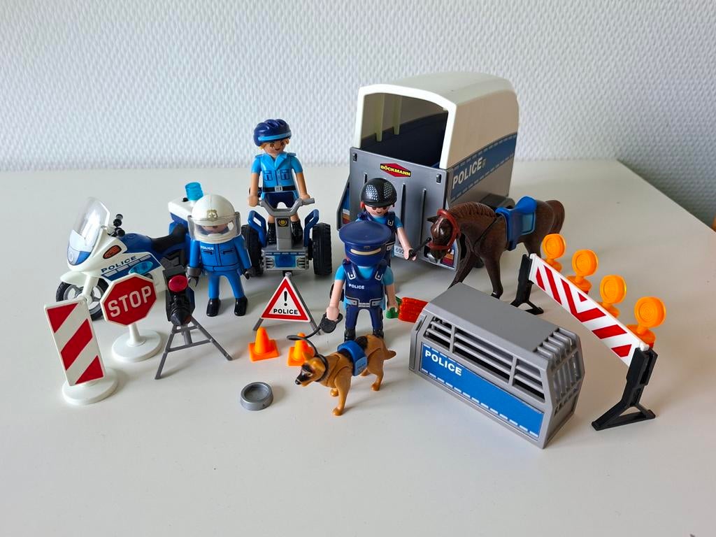 Playmobil Politieset met trailer, motor en segway, Kinderen en Baby's, Speelgoed | Playmobil, Ophalen, Gebruikt, Complete set