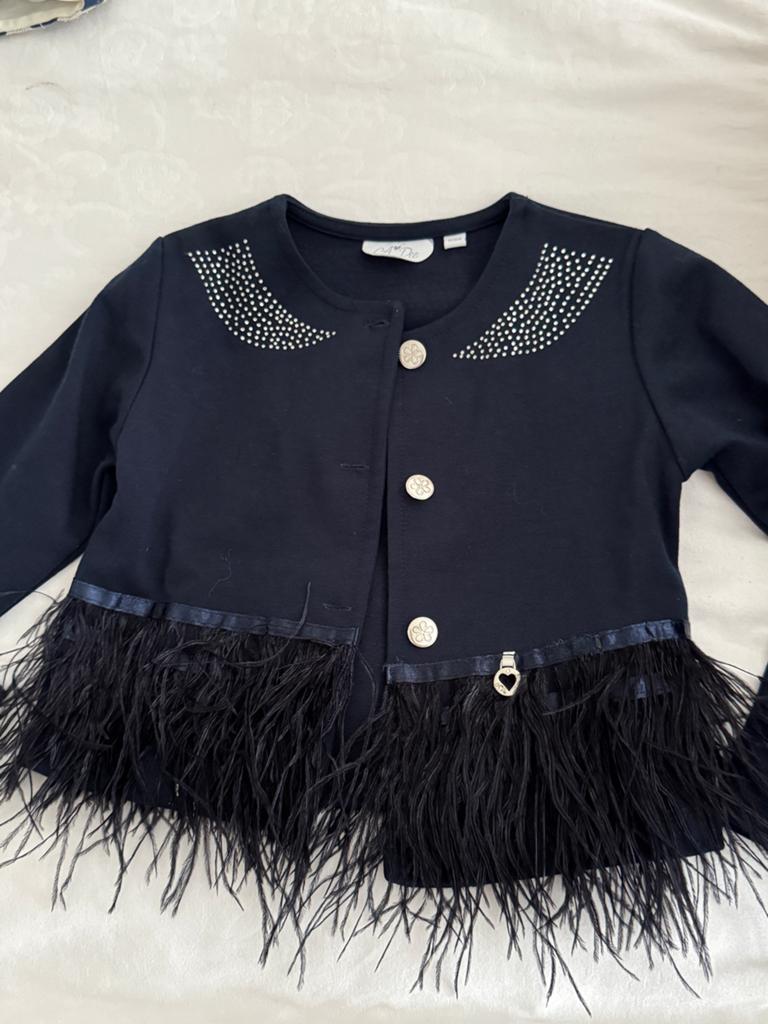 Nieuw ADee vestje maat 104 donkerblauw met veren en steentje, Ophalen of Verzenden, Nieuw, Meisje, Trui of Vest