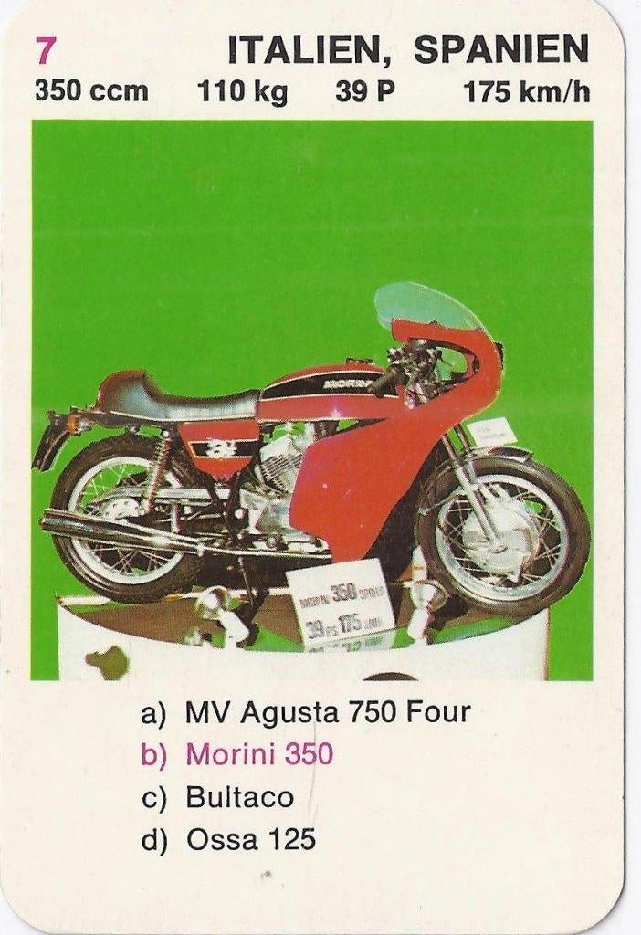 W2087 motorkaartje morini 350, Verzenden, Zo goed als nieuw, Motoren
