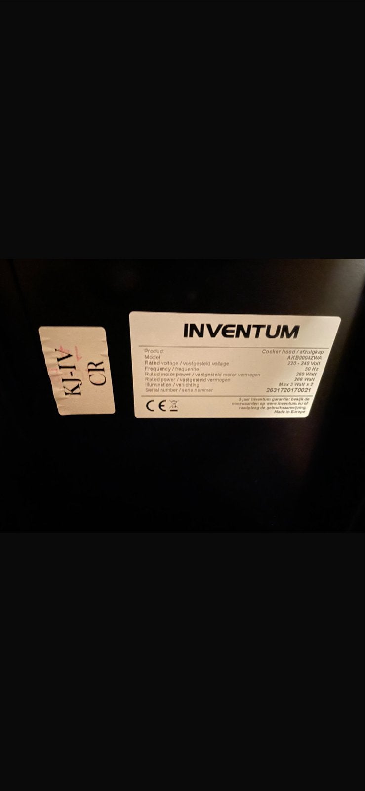 Inventum Afzuigkap - Zwart - Zo goed als nieuw, Witgoed en Apparatuur, Wandschouwkap, Ophalen of Verzenden, Zo goed als nieuw