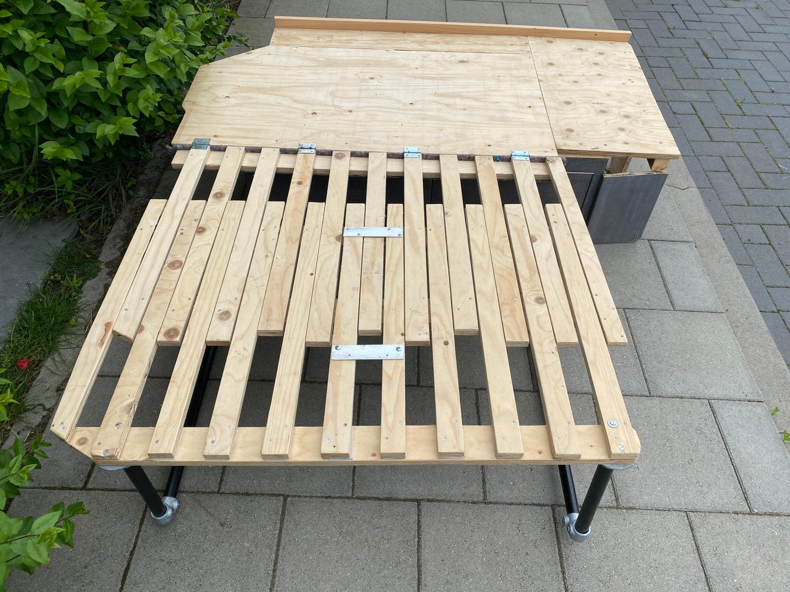 Camperbedbank – geschikt voor matras 120x180 cm, Caravans en Kamperen, Ophalen, Gebruikt