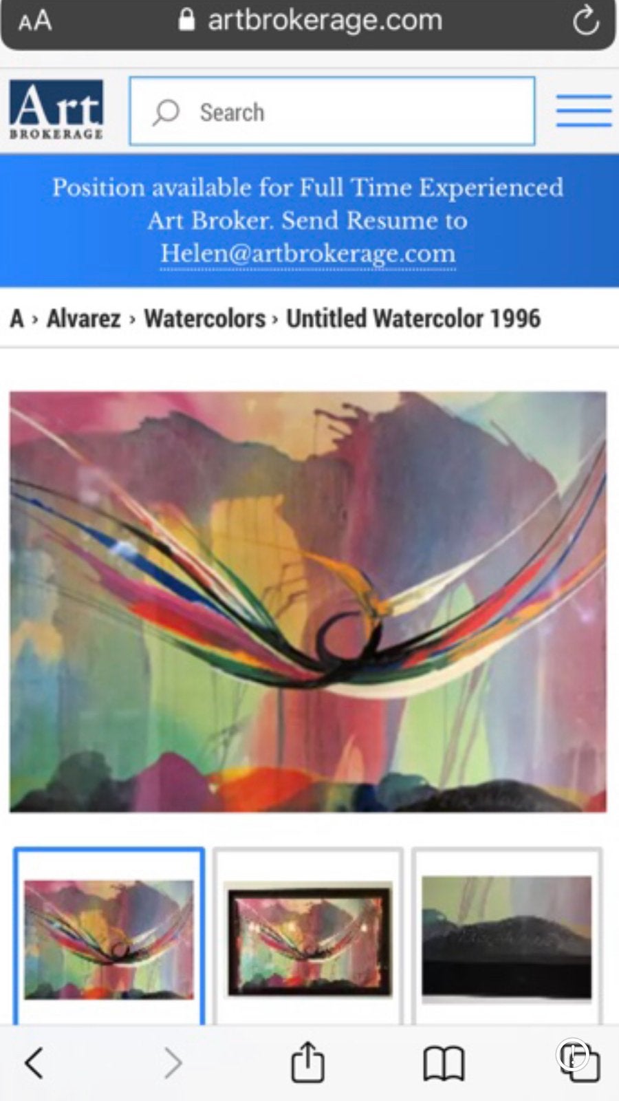 Alvares Watercolor grote zeefdruk ingelijst, Ophalen