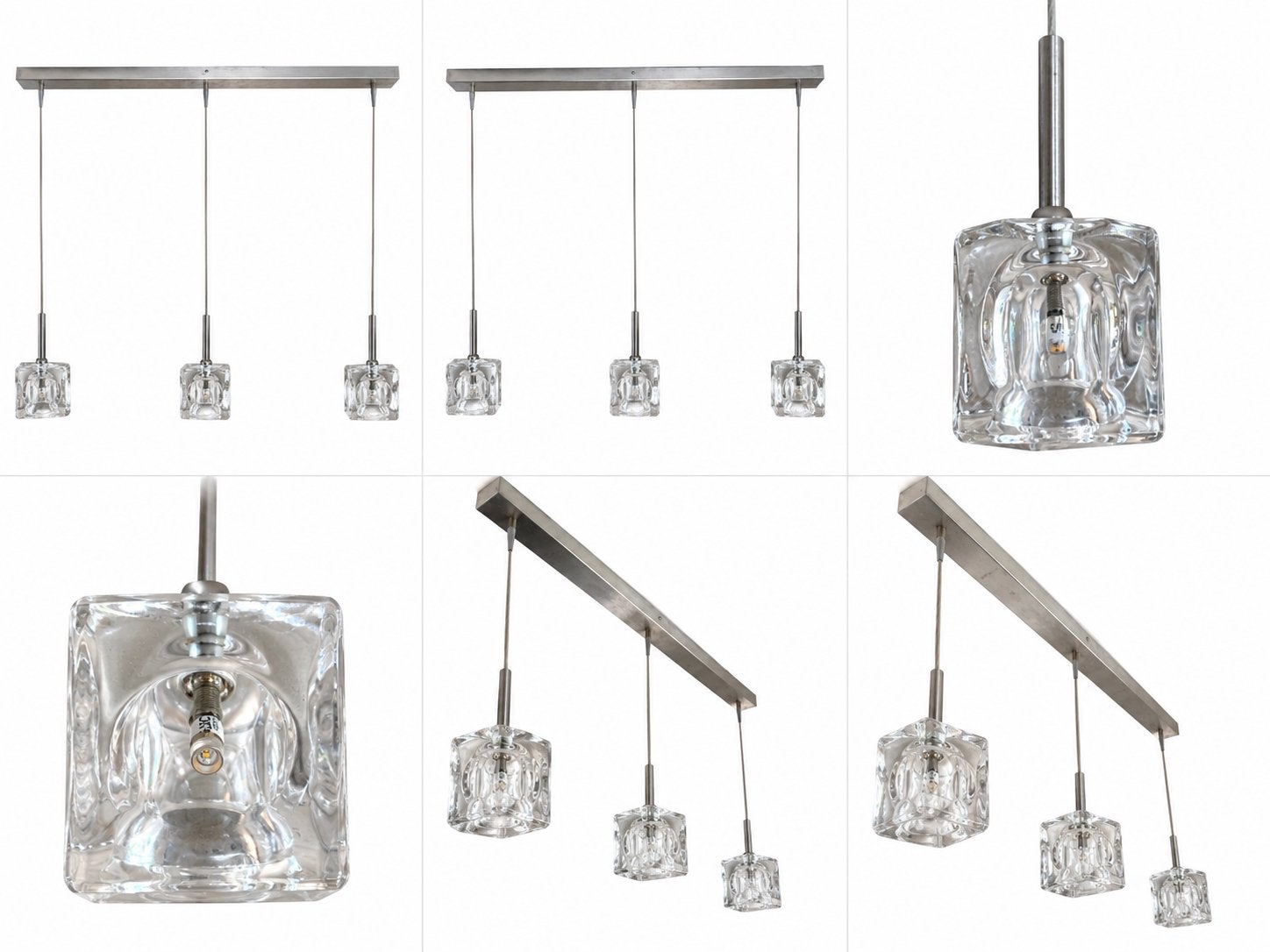 Twee mooie hanglampen met een massief glazen kubus, Ophalen of Verzenden, Zo goed als nieuw