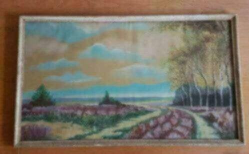 schilderij Pastel 1946 F. H. Nieuwenhuijzen  landschap heide, Ophalen